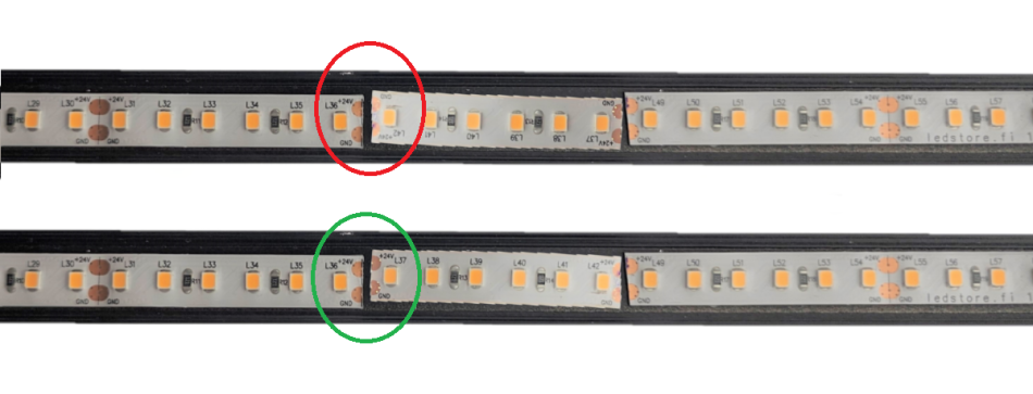 Led strip light cut piece right or wrong