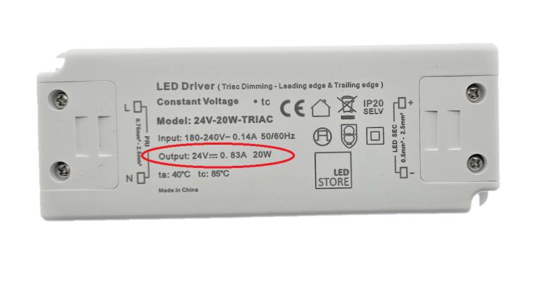 The transformer says on it the maximum power rating. The LED strip light will flash if the transformer is underpowered.