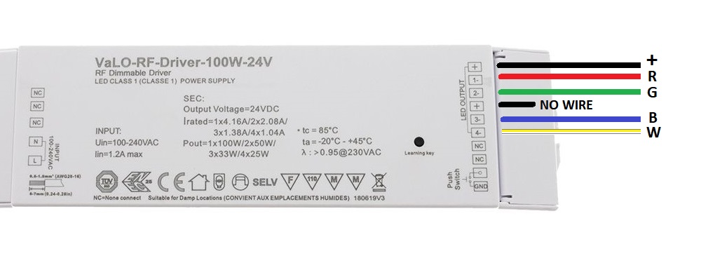 100W VaLO RF RGBW led strip light wiring