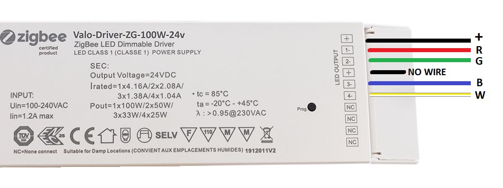 75W RGBW ZIgbee transformer and RGBW led strip light connection