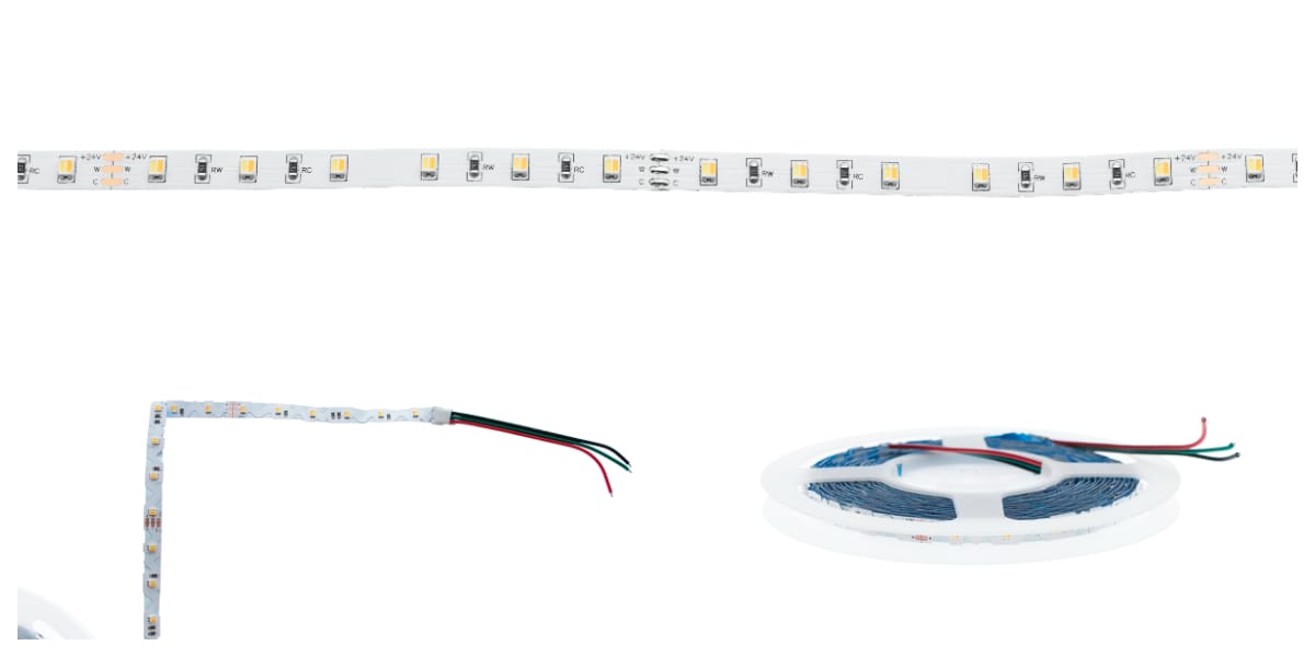 CCT led-nauhoja on eri tyyppisiä. Esimerkiksi ylempänä oleva suora led-nauha täytyy katkaista kulmissa. Alhaalla oleva taivutettava led-nauha taipuu hyvin kulmiin, mutta alumiiniprofiili täytyy puolestaan asentaa tarkasti jiiriin.