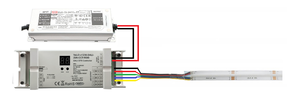 DALI Controller connection for RGBW led strip lighting
