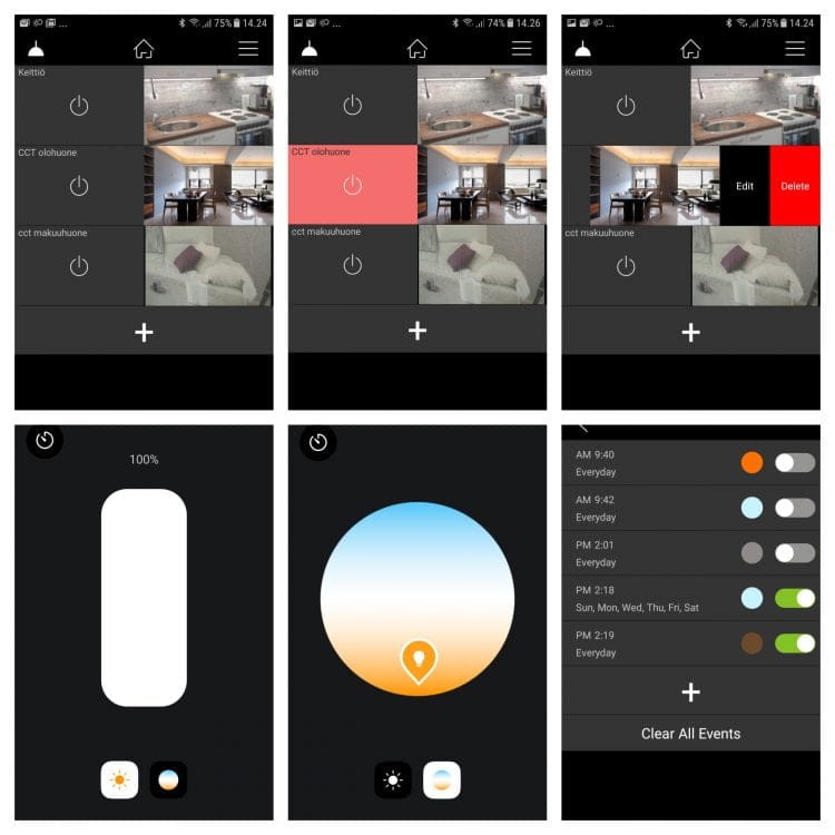 Wireless control with mobile app, views in Easy Home