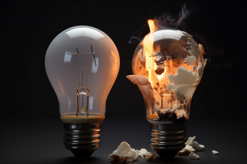 The light bulb is destroyed
