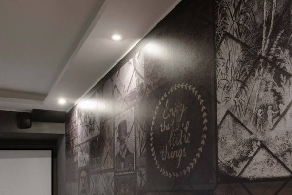 Atmosphere with LED light against dark wallpaper