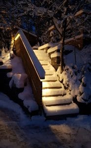 Exterior lighting on stairs