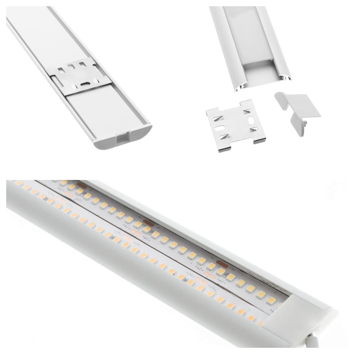 Surface 2 kollaasi profiilista - LedStore SLIM2 leveä led profiili