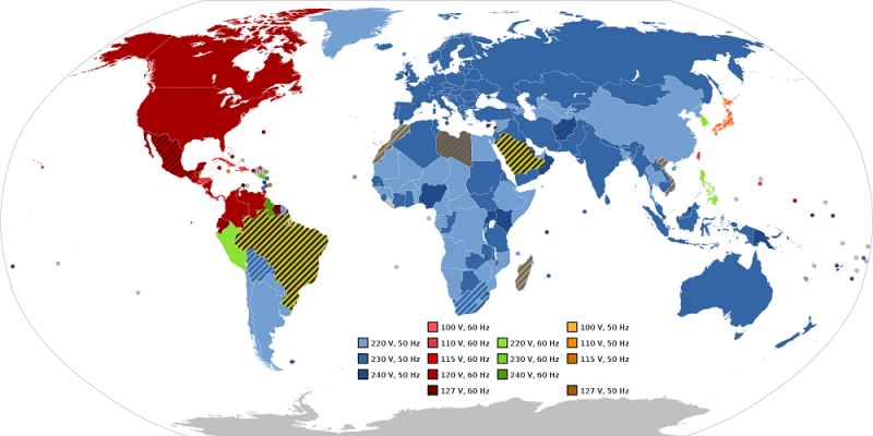 Sähköverkko eri puolilla maalilmaa Kuva: Wikipedia