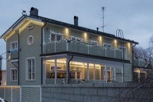 Versatile outdoor lighting with LED strip and spotlights.