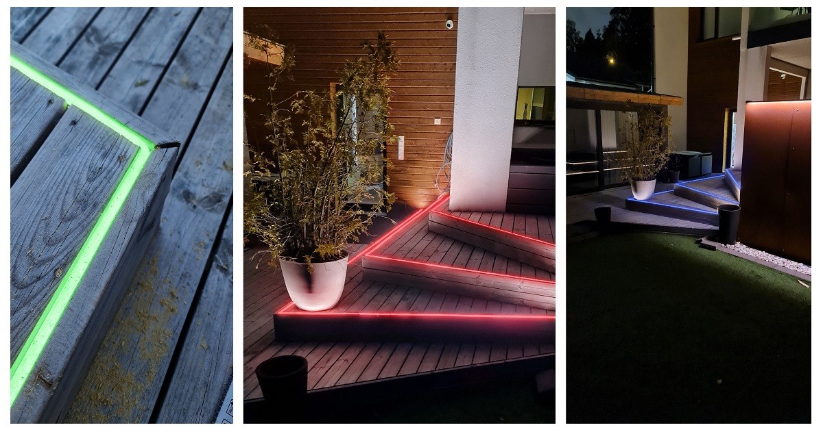 Led-nauha ulkotiloissa, valmis-NEON-kollaasi RGB