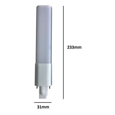 Tubo luminoso a LED, altezza 240 mm, larghezza 32 mm, base bianca, copertura smerigliata, soluzione di illuminazione ad alta efficienza energetica per abitazioni e aziende.