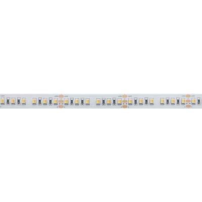 Apparecchio a striscia LED ravvicinata con piccole lampadine e resistenze su un PCB bianco flessibile per soluzioni di illuminazione ad alta efficienza energetica.