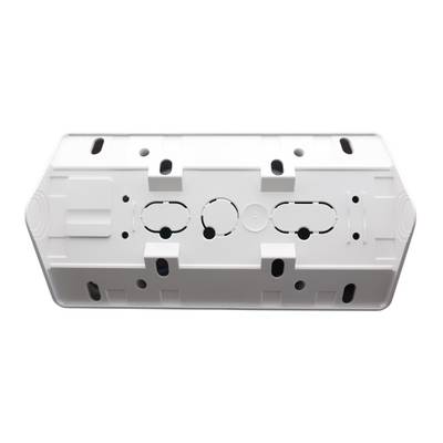 Coperchio bianco per quadri elettrici per l'installazione di LED, con tagli circolari e fori di montaggio visibili.