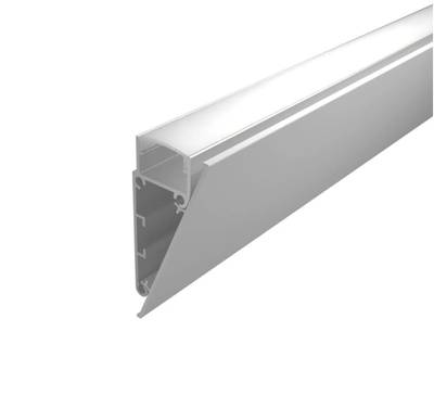 Profilo piatto in alluminio bianco per strip led a parete, 2000x55x24mm, per illuminazione indiretta