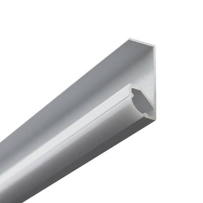 Profilo LED angolare in alluminio con diffusore smerigliato, ottimale per un'illuminazione lineare uniforme.