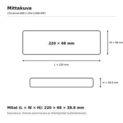 Alimentatore LED, 12 V, 120 W, Mean Well, dimmerabile 1-10 V / PWM, IP67