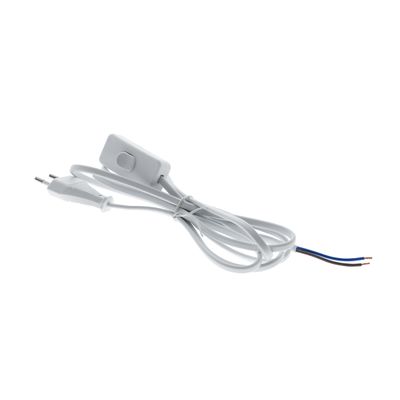 Testo alternativo per il movimento di illuminazione a LED SEO: "Cavo elettrico bianco con spina, filo aperto e interruttore in linea; ideale per installazioni di illuminazione a LED".