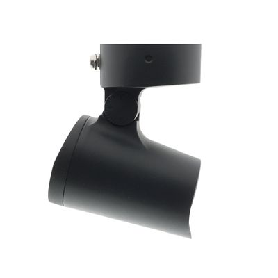 Apparecchio a binario nero orientabile, vista laterale, che mette in risalto il design illuminotecnico moderno