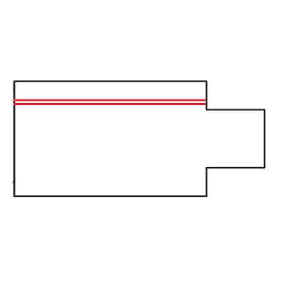 Un ritratto geometrico con una cornice rettangolare con due linee orizzontali rosse nella parte superiore, che rappresenta un moderno design di illuminazione a LED.