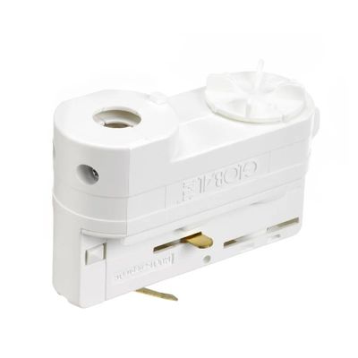 Testo alternativo: 'Porta LED in plastica bianca con apertura cilindrica, che mostra un componente metallico interno per il montaggio della lampadina.