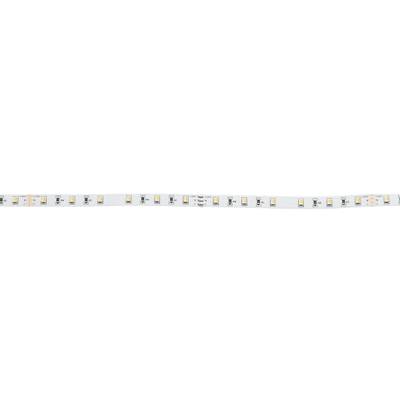Immagine che mostra una striscia luminosa a LED, in cui sono visibili un circuito stampato bianco, LED disposti a intervalli regolari e i componenti elettronici dell'illuminazione