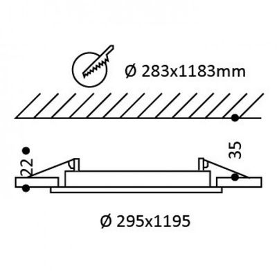 Pannello led 300x1200 disegno dimensionale