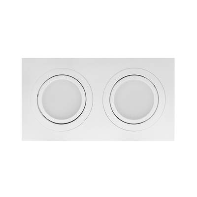 Pannello LED rettangolare ad alta efficienza energetica con due luci circolari a incasso, perfetto per interni moderni e soluzioni di illuminazione sostenibile.