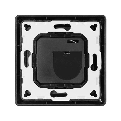 Supporto a parete quadrato a LED bianco e nero con staffe regolabili e fori per viti per un'installazione sicura.