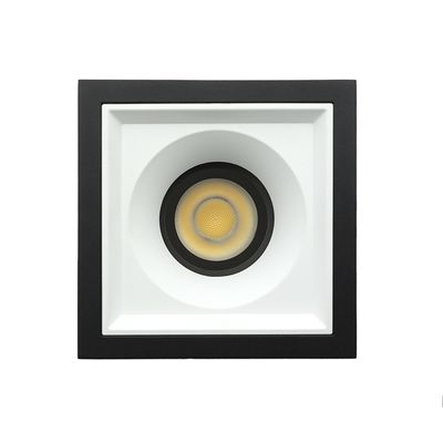 Plafoniera rettangolare da incasso con cornice nera e lampadina centrale circolare a LED per soluzioni di illuminazione moderne.