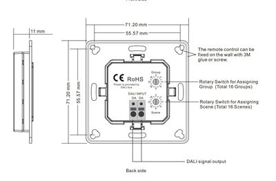 Vista dimensionale della parte centrale del pulsante.