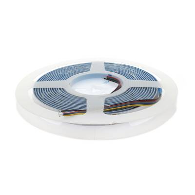 Striscia LED attorcigliata con bobina bianca e filamenti multicolori, ideale per soluzioni di illuminazione a risparmio energetico e personalizzabili.