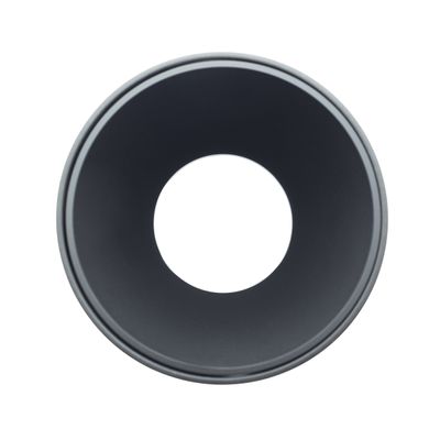 Vista dall'alto di una base LED circolare nera a forma di imbuto con centro bianco brillante per soluzioni di illuminazione domestica o commerciale.