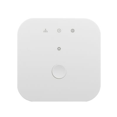 Testo alternativo: "Dispositivo elettronico bianco con pulsante rotondo e icone di funzione, progettato per il controllo dell'illuminazione a LED.