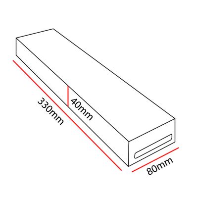 "Schema a blocchi rettangolare con dimensioni: lunghezza 330 mm, larghezza 80 mm, altezza 40 mm per l'ottimizzazione SEO del negozio di illuminazione a LED".