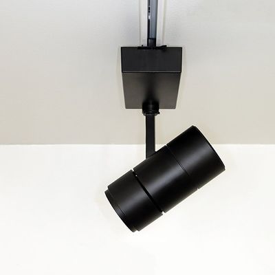 Elegante plafoniera nera montata ad angolo retto, perfetta per gli spazi contemporanei.