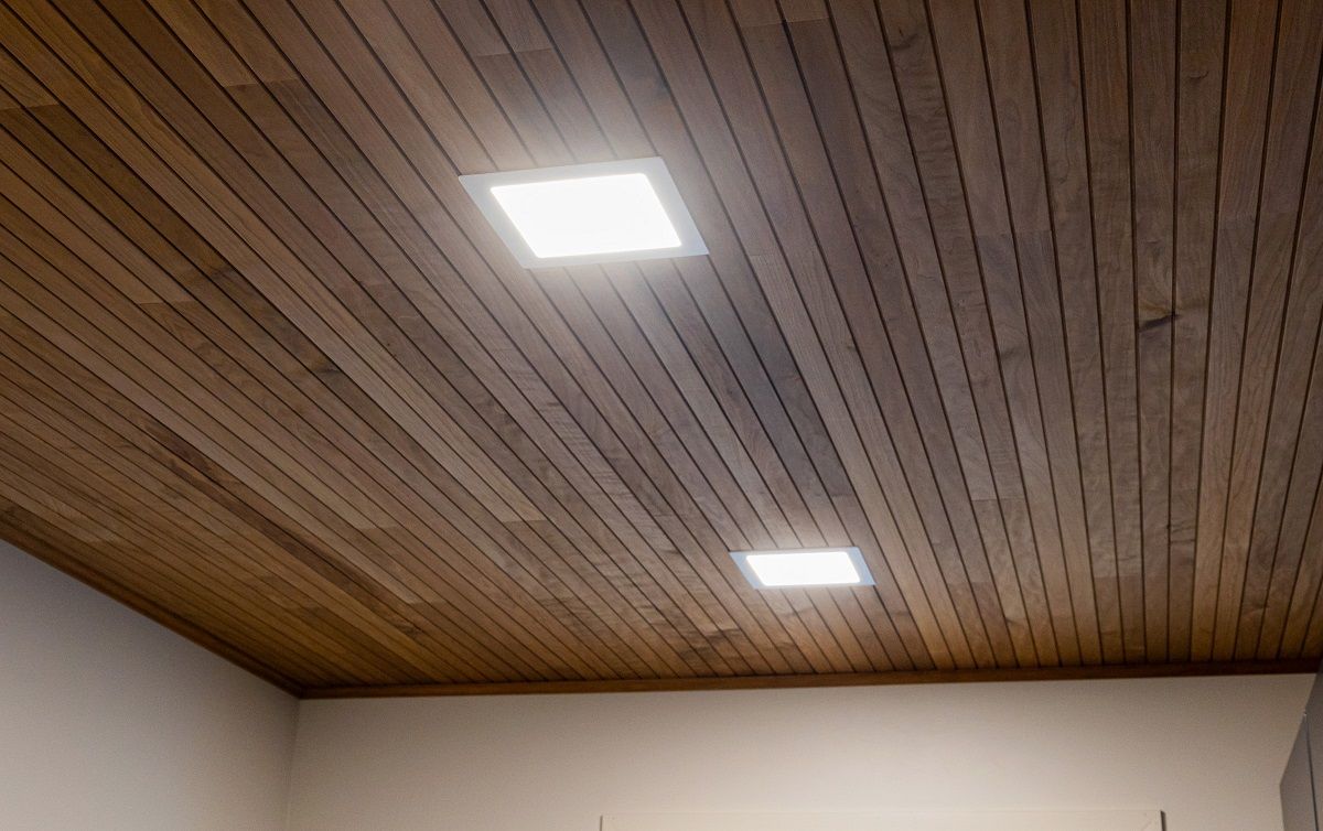 Due pannelli LED rettangolari montati a incasso nel soffitto.