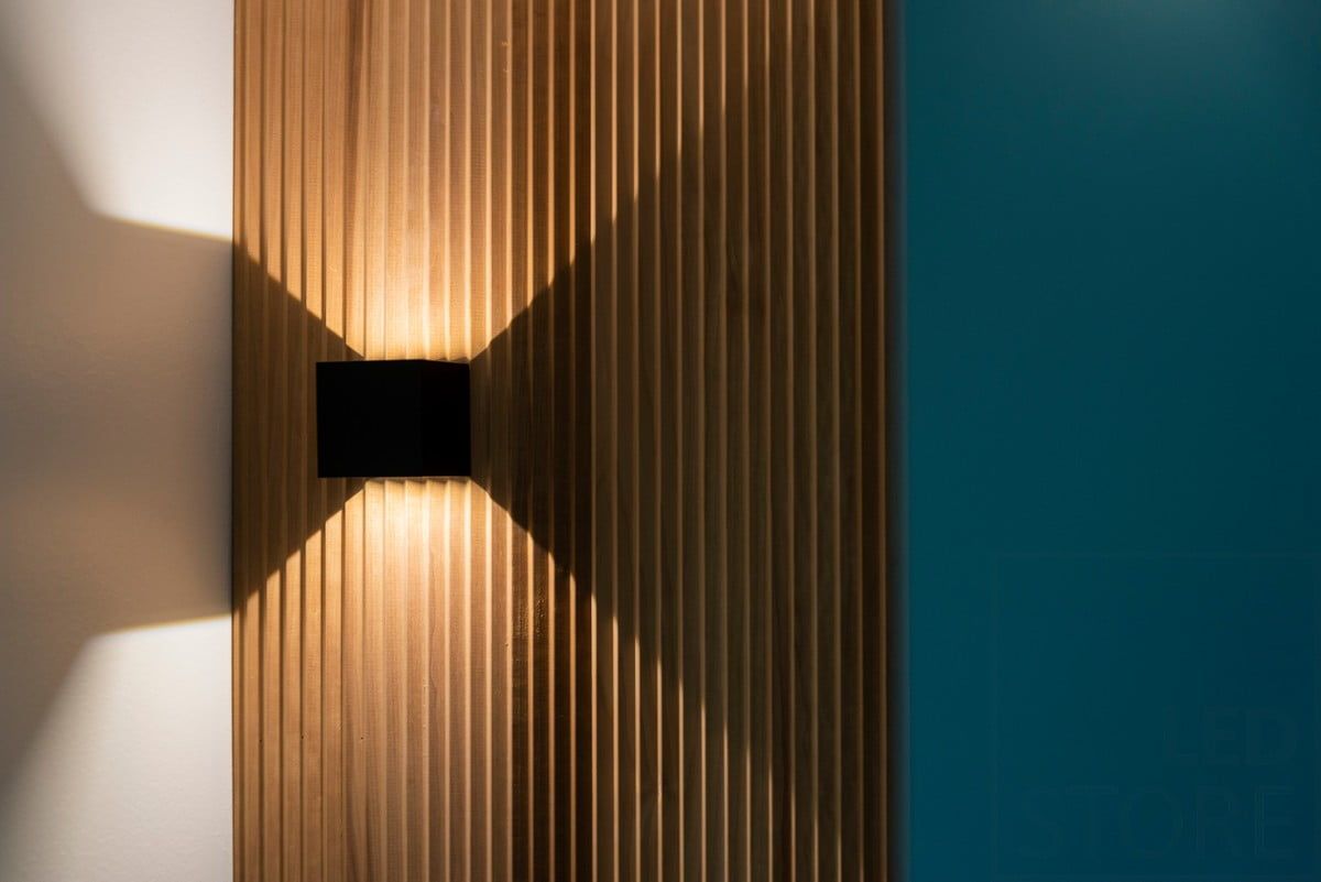 Sfondo verde con un quadrato bianco con al centro la scritta "LED STORE" in grassetto.