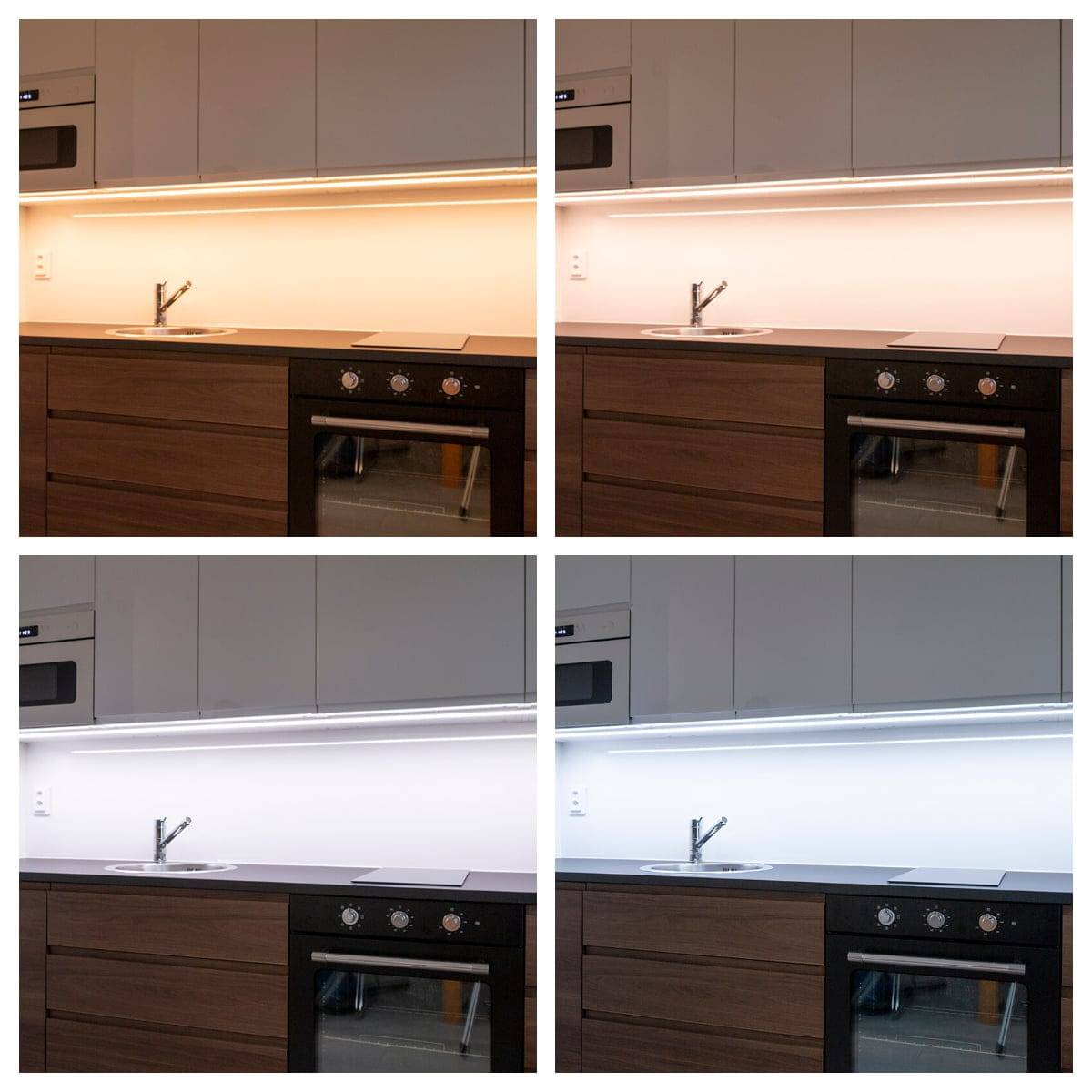 L'illuminazione dell'area della cucina intermedia è a temperatura controllata.