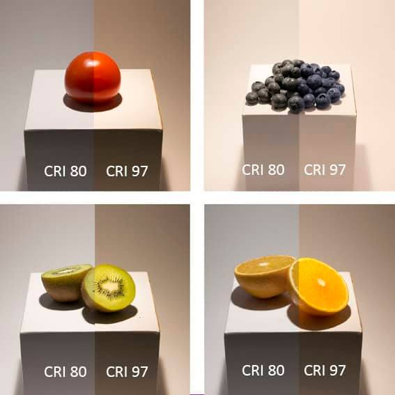L'effetto di un buon indice di resa cromatica sul colore della frutta.
