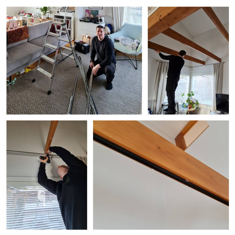 Luce indiretta per il soggiorno nelle travi del soffitto