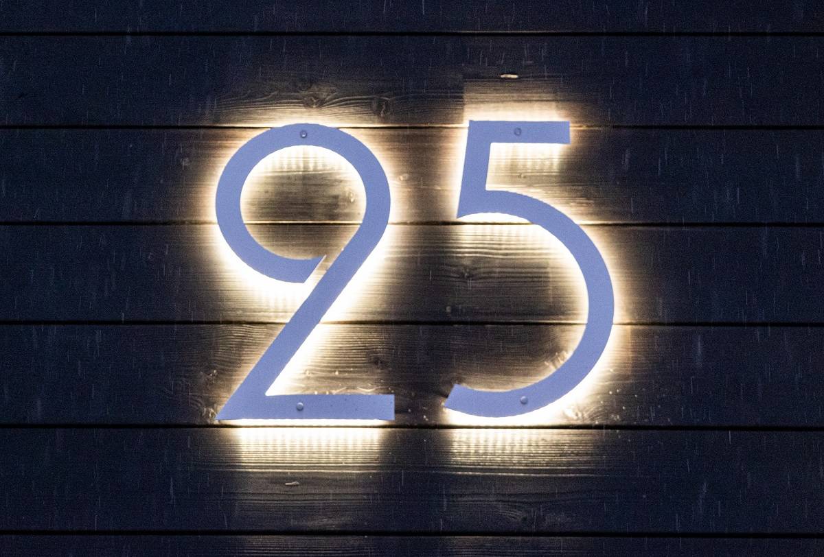 L'illuminazione dei numeri a LED può essere realizzata utilizzando moderne unità LED di piccole dimensioni. In questo caso, le luci sono uniformemente distanziate sullo sfondo del numero.
