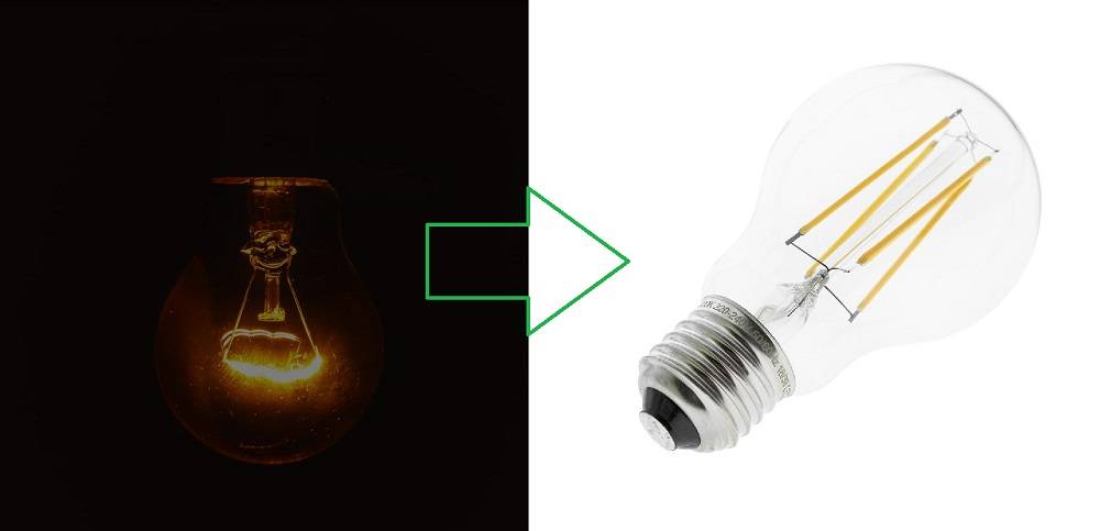 La lampadina a incandescenza viene sostituita da una lampadina a LED.