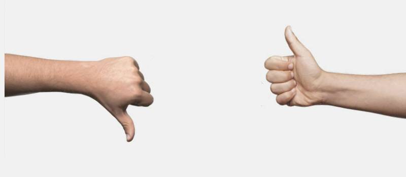 I lati positivi e negativi della scelta dell'oscuramento a Led, pollice in su e pollice in giù