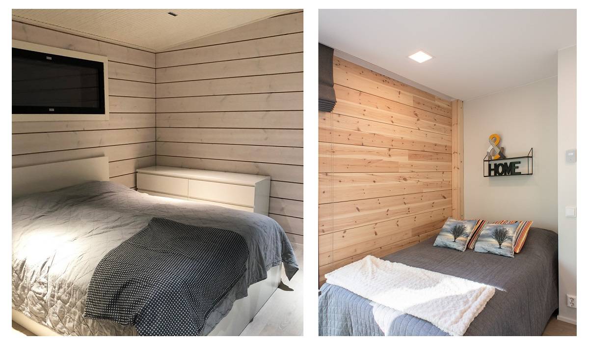 Un faretto ad angolo stretto crea un'atmosfera e un faretto ad angolo largo fornisce una luce d'ambiente nella camera da letto.