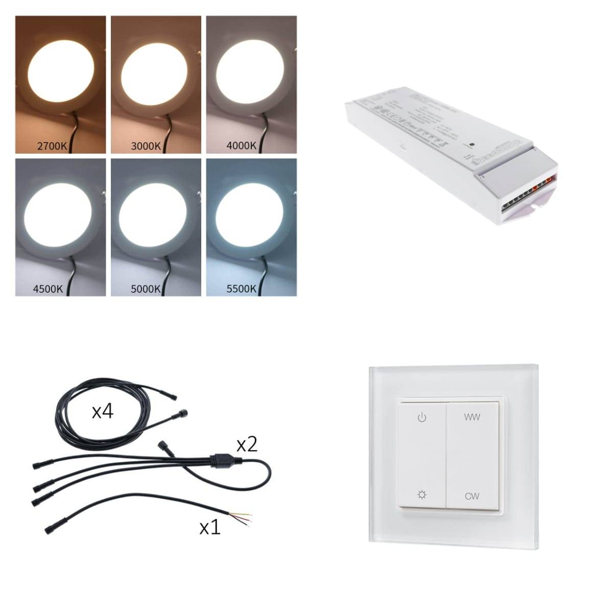 Lampade di controllo wireless, cablaggio, trasformatore e pulsante di controllo wireless
