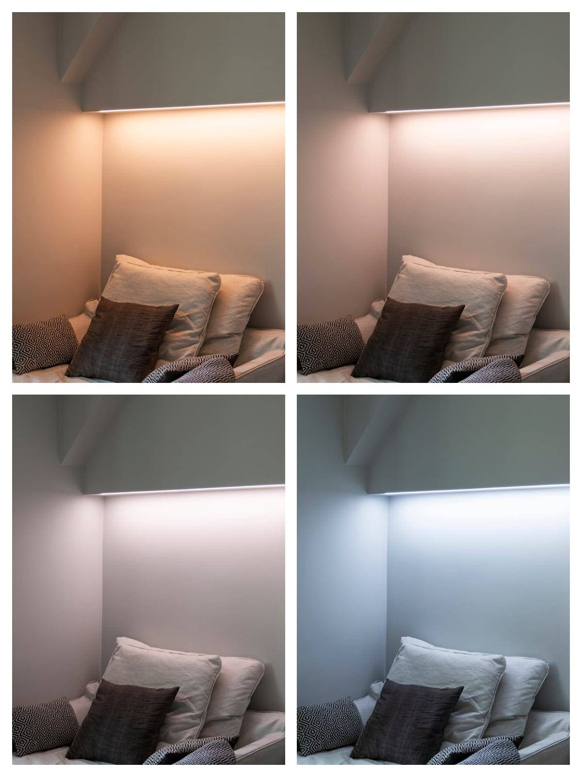 Nastro led regolabile in temperatura di colore nell'angolo lettura, LedStore.fi