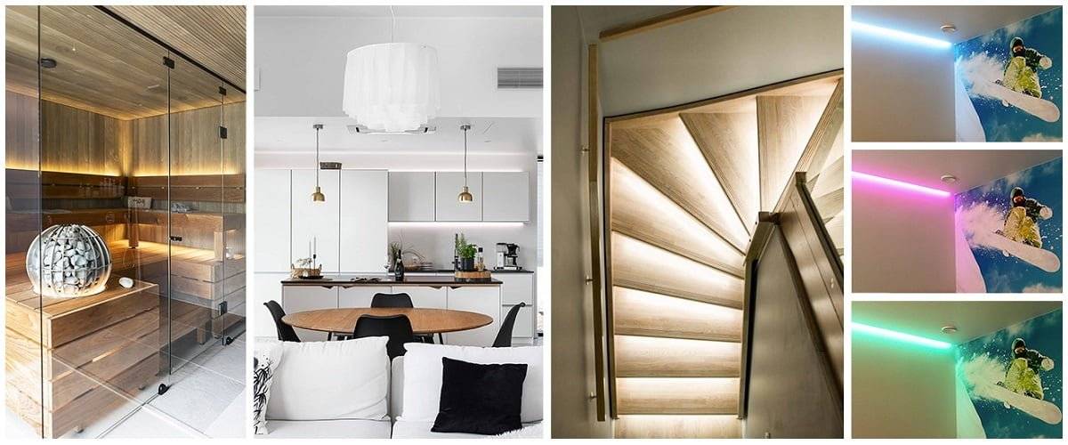Una serie di strisce led installate con una striscia led tratteggiata diventa anche un'opzione