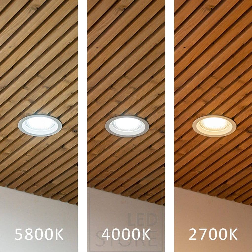 Emettitore profondo EYE in una striscia a soffitto con controllo continuo della temperatura colore (CCT). Ledstore.fi