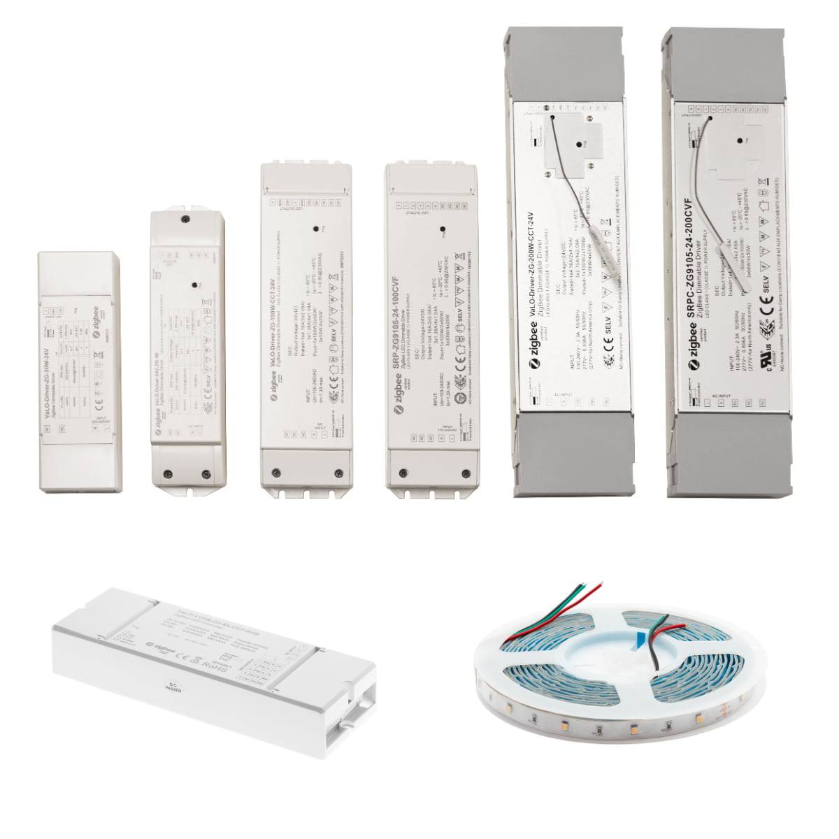 I trasformatori con protocollo Zigbee possono essere utilizzati per controllare in modalità wireless, ad esempio, una striscia LED a temperatura controllata e collegarsi al sito free@home.