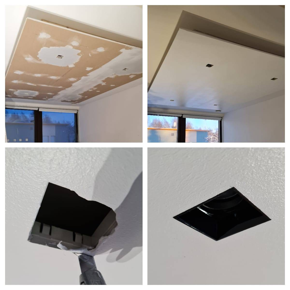 Lavorazione di un soffitto in gesso ribassato per la formazione di macchie